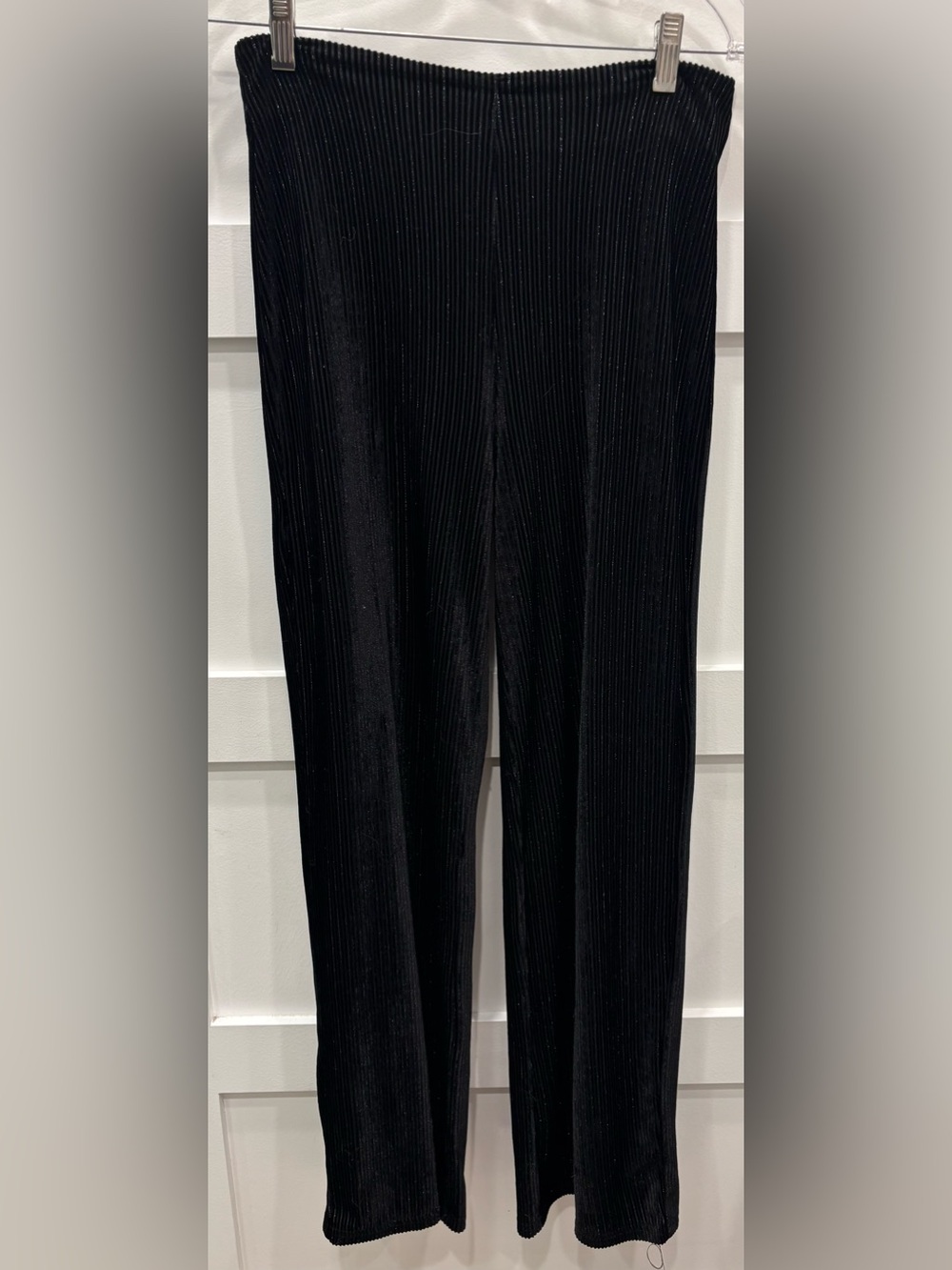 Le Lis Black Ribbed Wide-Leg Pants
